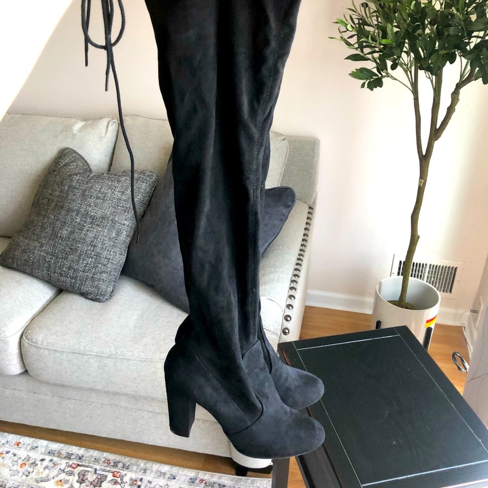 High knee black heels \ women shoes size 9